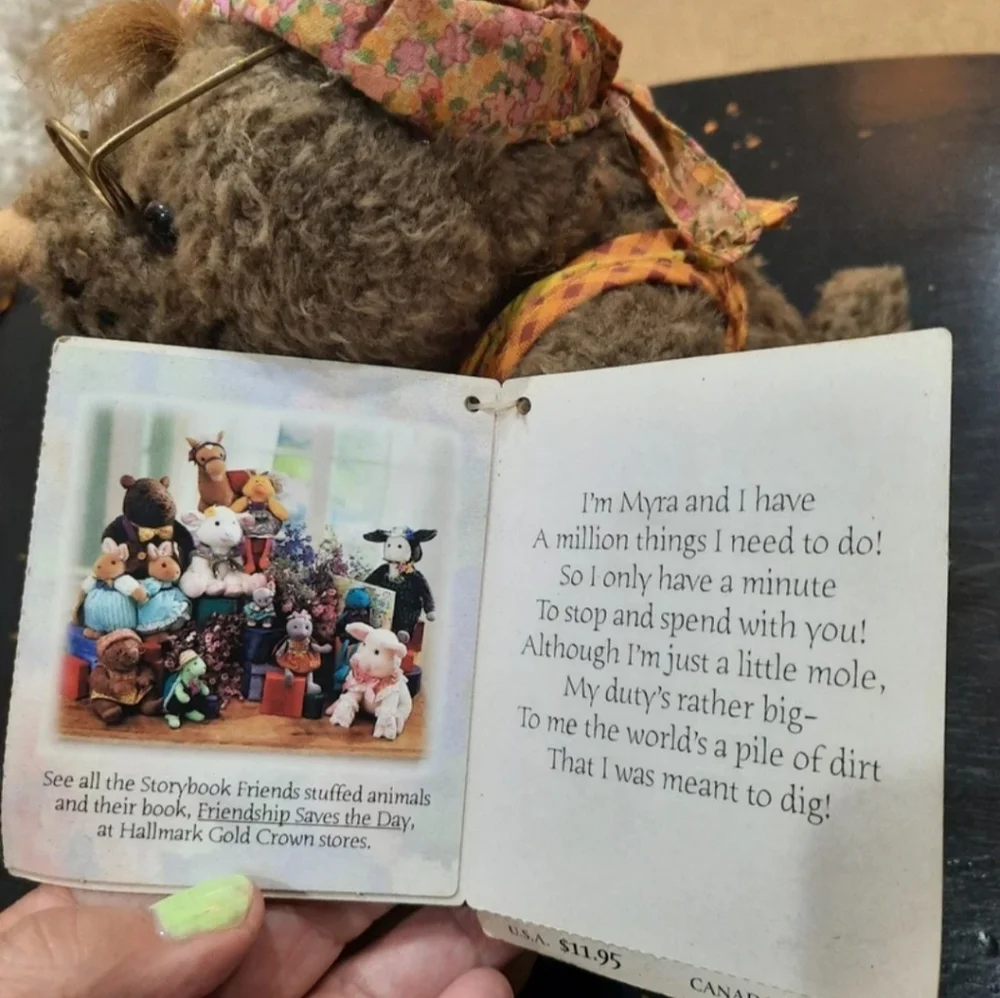 Vtg '97 Myra Mole Plush Storybook Friends Hallmark Lil Glasses
